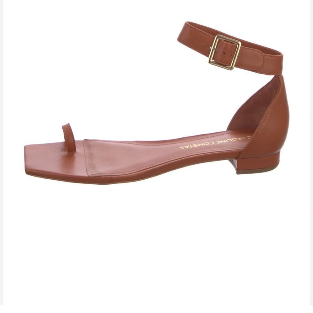 NWB | Caroline Contas | Square Toe Strappy Jane Sandal Camel Brown Size US 7